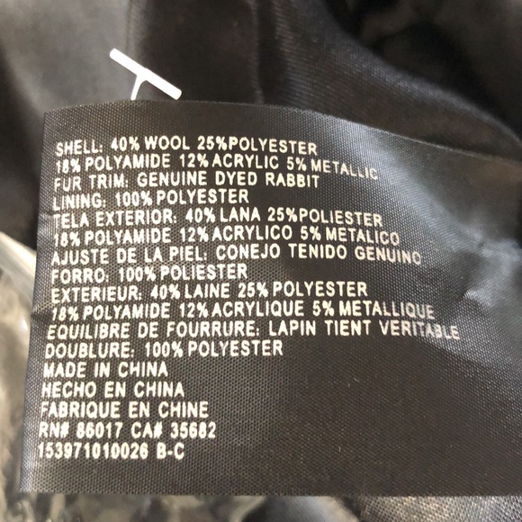 NWT.BEBE Top.Cocktails Jacket w/Rabbit Fur-Removable Collar. Coat Pancho.Size M. - Picture 9 of 14